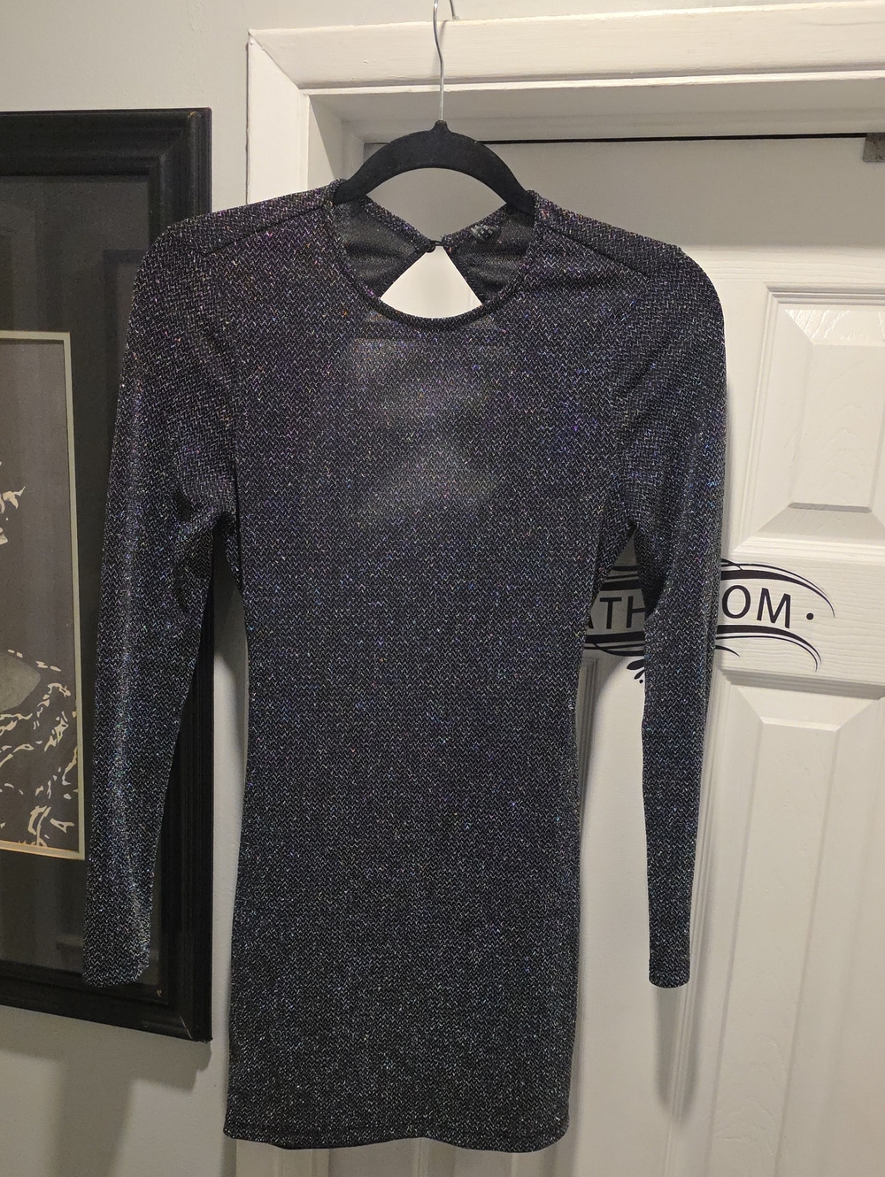 SHEIN Black Sparkle Long Sleeve Bodycon Dress